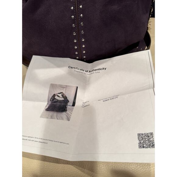 Michael Kors Astor Purple Suede Shoulder with COA - Picture 3 of 9